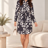 Love Sunshine Black Leaf Print Tie Waist Shirt Dress Brunch Dress Casual Dress Dress with Pockets Dresses Everyday Dress Leopard Print Dress Long Sleeve Dress LS-5026 Workwear Dress
