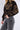 Khaki Floral Print Shirred Waist Cropped Top
