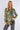 Olive Floral Print Bubble Satin Shirt