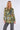 Olive Floral Print Bubble Satin Shirt