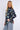 Navy Floral Print Bubble Satin Shirt