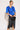 Royal Blue Short Sleeve Knotted Crepe Satin Top