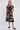 Black Floral Print  Frilled Hem Midi Dress