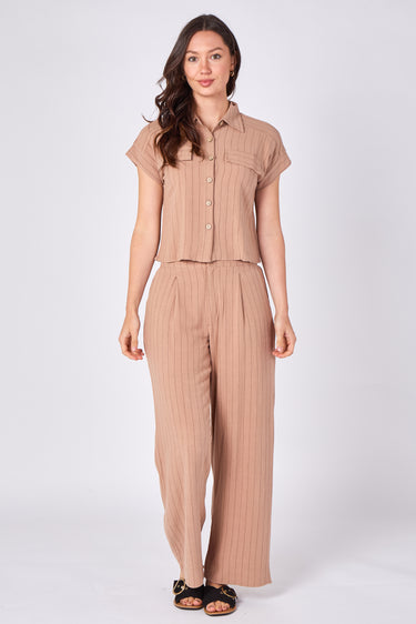 Beige Pinstripe Shirt and Trousers set