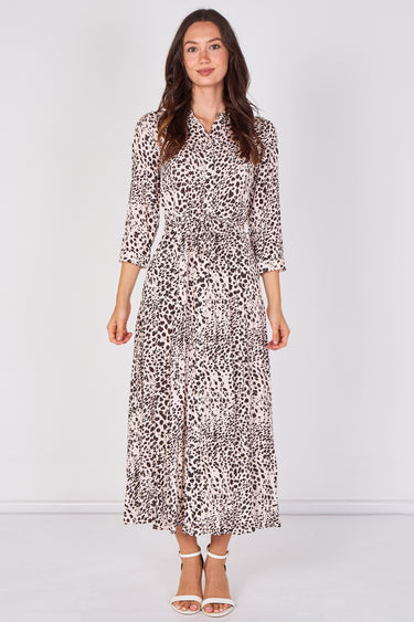 Love Sunshine Ivory Leopard Print Tie Waist Maxi Shirt Dress Belted Dress Day to Night Long Sleeve Maxi Dress NEW IN Occasionwear Shirt Dress