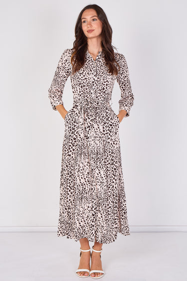 Love Sunshine Ivory Leopard Print Tie Waist Maxi Shirt Dress Belted Dress Day to Night Long Sleeve Maxi Dress NEW IN Occasionwear Shirt Dress