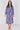 Navy Blue Botanical Leaf Print Tie Waist Midi Dress