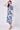 Blue Tropical Leaf Print Tie Waist Midi Dress