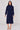 Navy Shirred High Neck Midaxi Dress