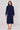 Navy Shirred High Neck Midaxi Dress