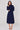 Navy Shirred High Neck Midaxi Dress