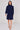 Navy Shirred Neck Long Sleeve Dress