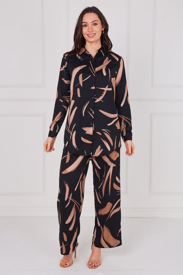 Black and Copper Brushstroke Print Co-Ord Set