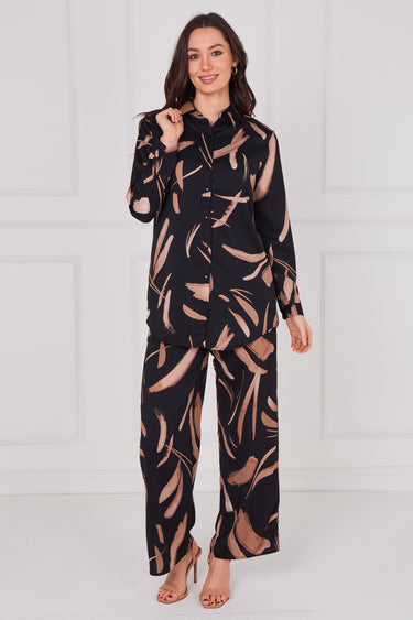 Black and Copper Brushstroke Print Co-Ord Set