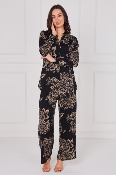 Noir Vintage Rose Print Shirt and Trousers Co-Ord