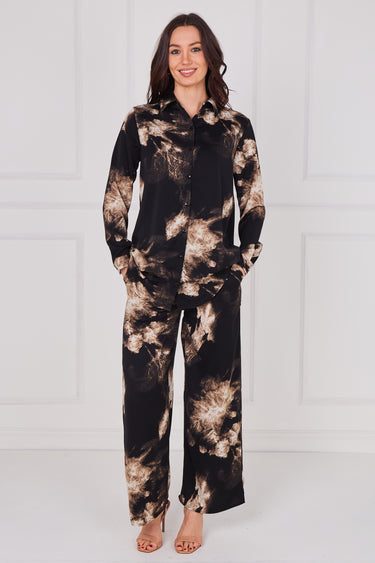 Black and Champagne Burst Print Co-Ord Set