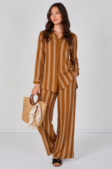 Love Sunshine Mustard Stripe Shirt and Trouser Co-Ord Set Co ord sets LS-5002 LS-9057