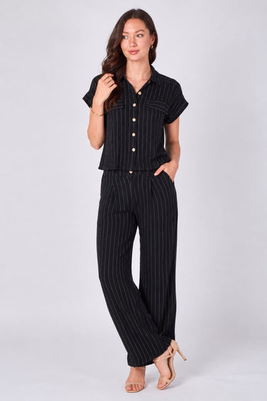 Black Pinstripe Shirt and Trousers set