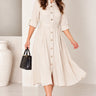 Love Sunshine Ivory Utility Style Belted Midi Shirt Dress Brunch Dress Casual Dress Dress with Pockets Dresses Everyday Dress Workwear Dress