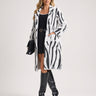 Love Sunshine Black & White Abstract Zebra Print Longline Coatigan auto-20 Tops