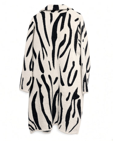 Black & White Abstract Zebra Print Longline Coatigan