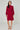 Red Shirred Neck Long Sleeve Dress