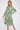 Green Damask Print Linen Textured Smock Midi Dress