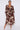 Brown Floral Print Crossover Midi Dress