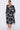 Black Floral Crossover Belted Midi Dress
