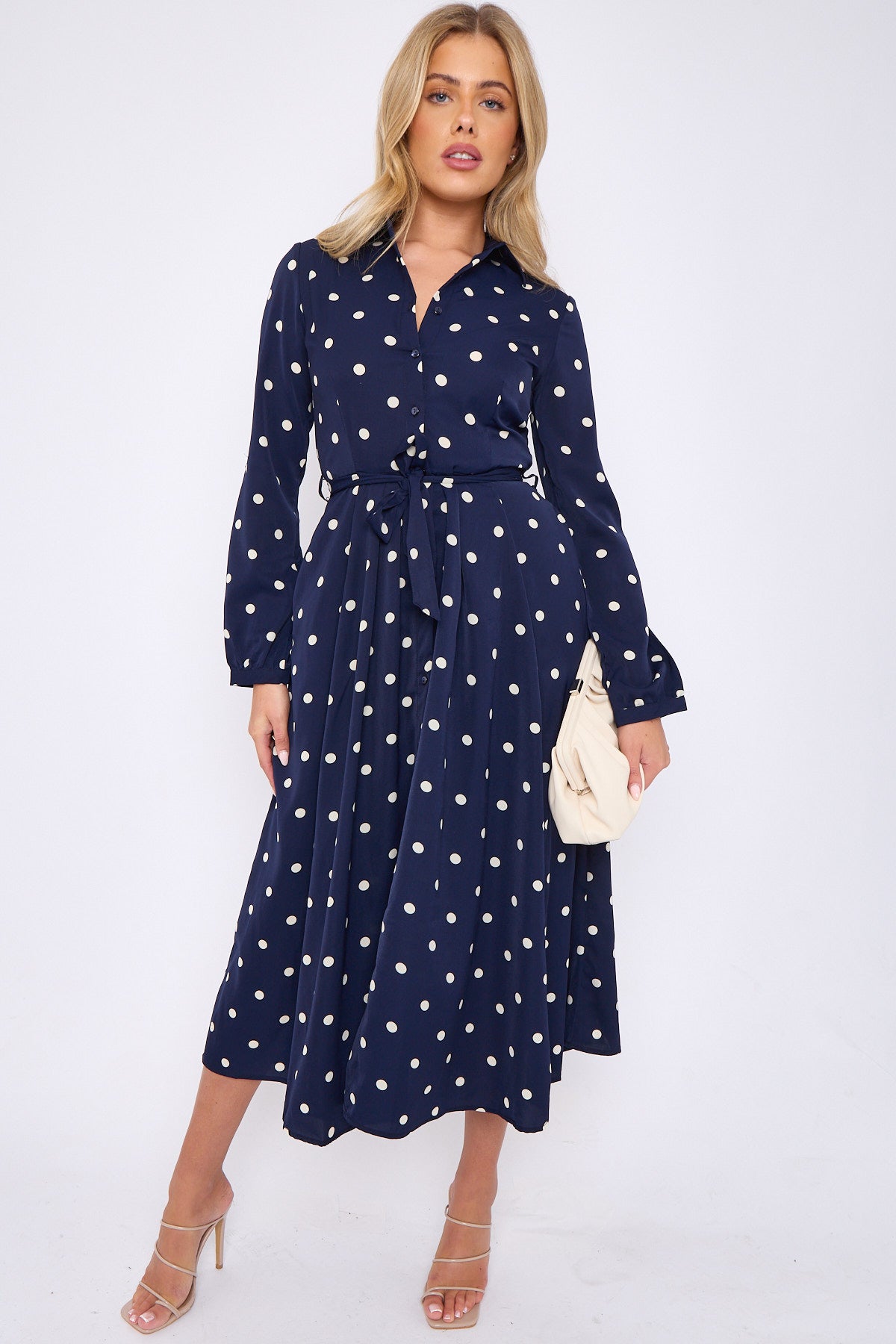 Navy Polka Dot Print Midaxi Shirt Dress – Love Sunshine Navy Polka Dot Print Midaxi Shirt Dress – Love Sunshine