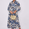 Love Sunshine Blue Floral Print Long Sleeve Midaxi Shirt Dress Brunch Dress Casual Dress DB Dress with Pockets Everyday Dress Garden Party Dress Holiday Dress Long Sleeve Dress LS-2037 Wedding Guest Dress