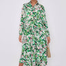 Love Sunshine Green Floral Print Long Sleeve Midaxi Shirt Dress Brunch Dress Casual Dress DB Dress with Pockets Everyday Dress Garden Party Dress Holiday Dress Long Sleeve Dress LS-2037 Wedding Guest Dress