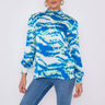 Love Sunshine Blue Tiger Stripe Print Satin Chiffon Top Brunch Casual Everyday Garden Party LS-2367 Workwear