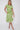 Green Leaf Printed Short Sleeve Midi Dress