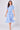 Blue Leaf Print Tie Waist Midi Dress