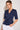 Navy Short Sleeve Tie Front Satin Top