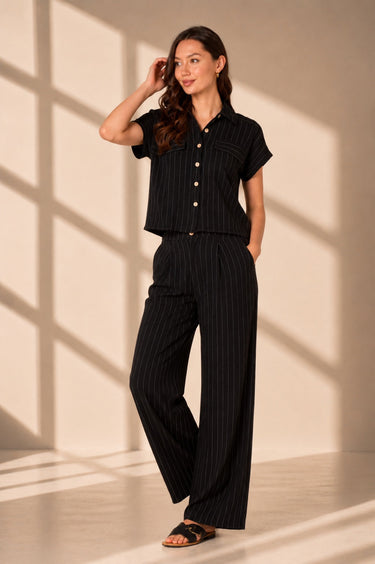 Black Pinstripe Shirt and Trousers set