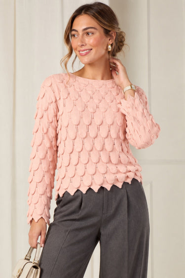 Blush Scallop Textured Knit Jumper