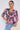 Pink Roses Print Short Sleeve Knotted Top