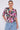 Pink Roses Print Short Sleeve Knotted Top