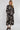 Black Brushstroke Print Pleated Skirt Satin Maxi Dress