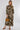 Khaki Brushstroke Print Pleated Skirt Satin Maxi Dress