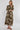 Khaki Brushstroke Print Pleated Skirt Satin Maxi Dress