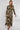 Khaki Brushstroke Print Pleated Skirt Satin Maxi Dress