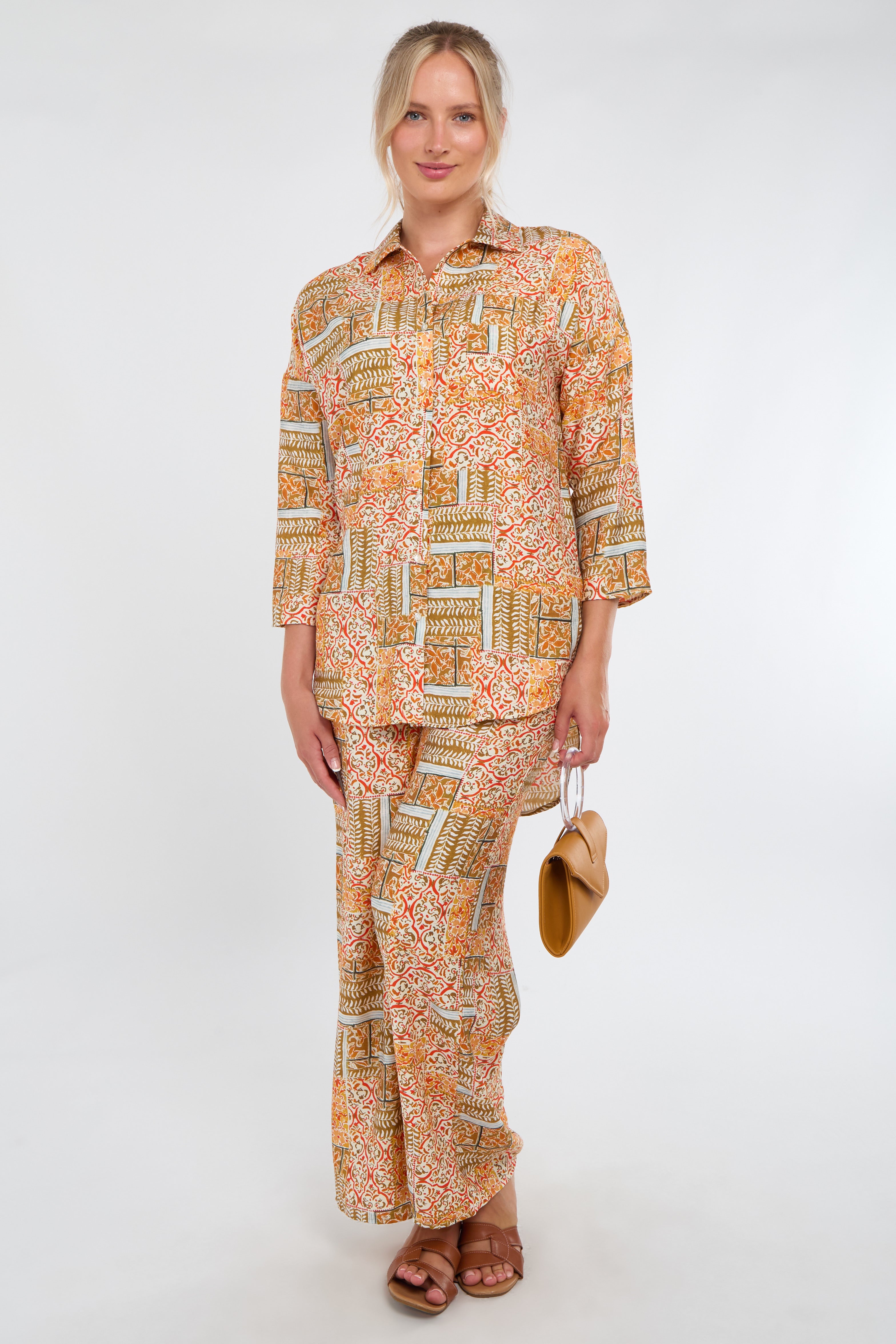 Orange Patchwork Print Co-Ord Set