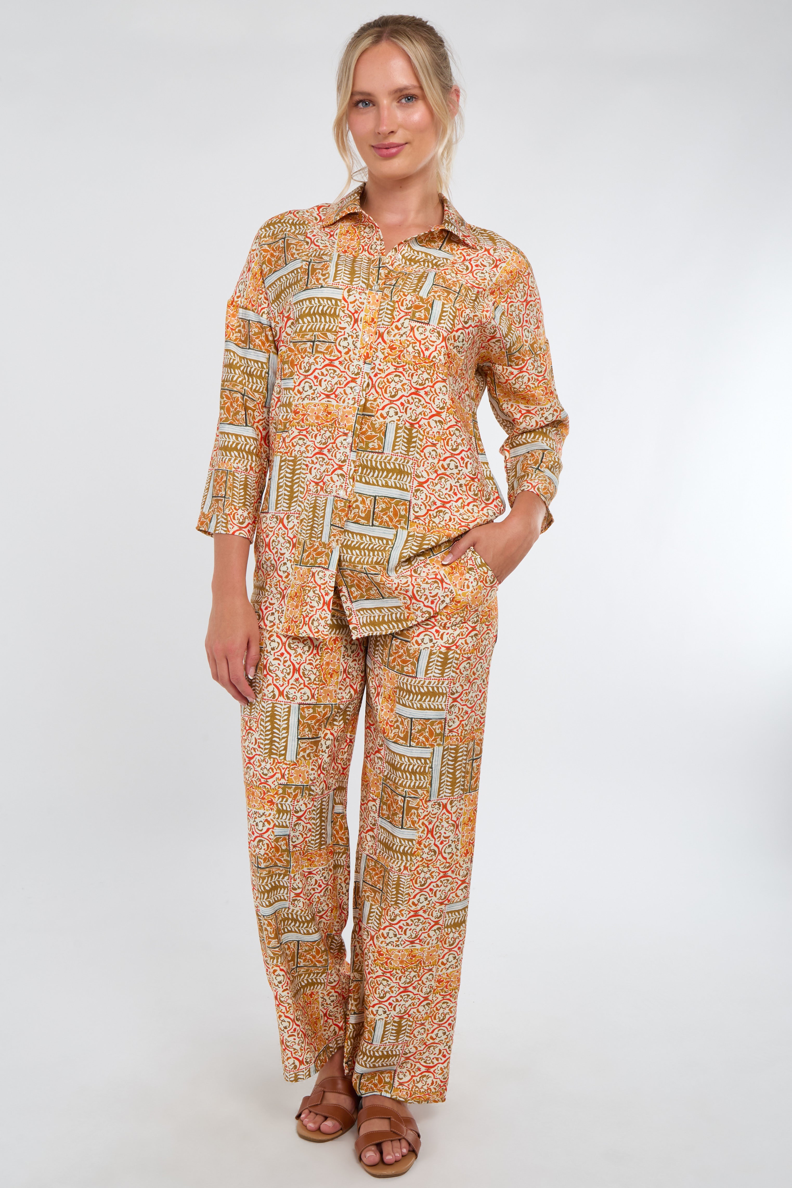 Orange Patchwork Print Co-Ord Set