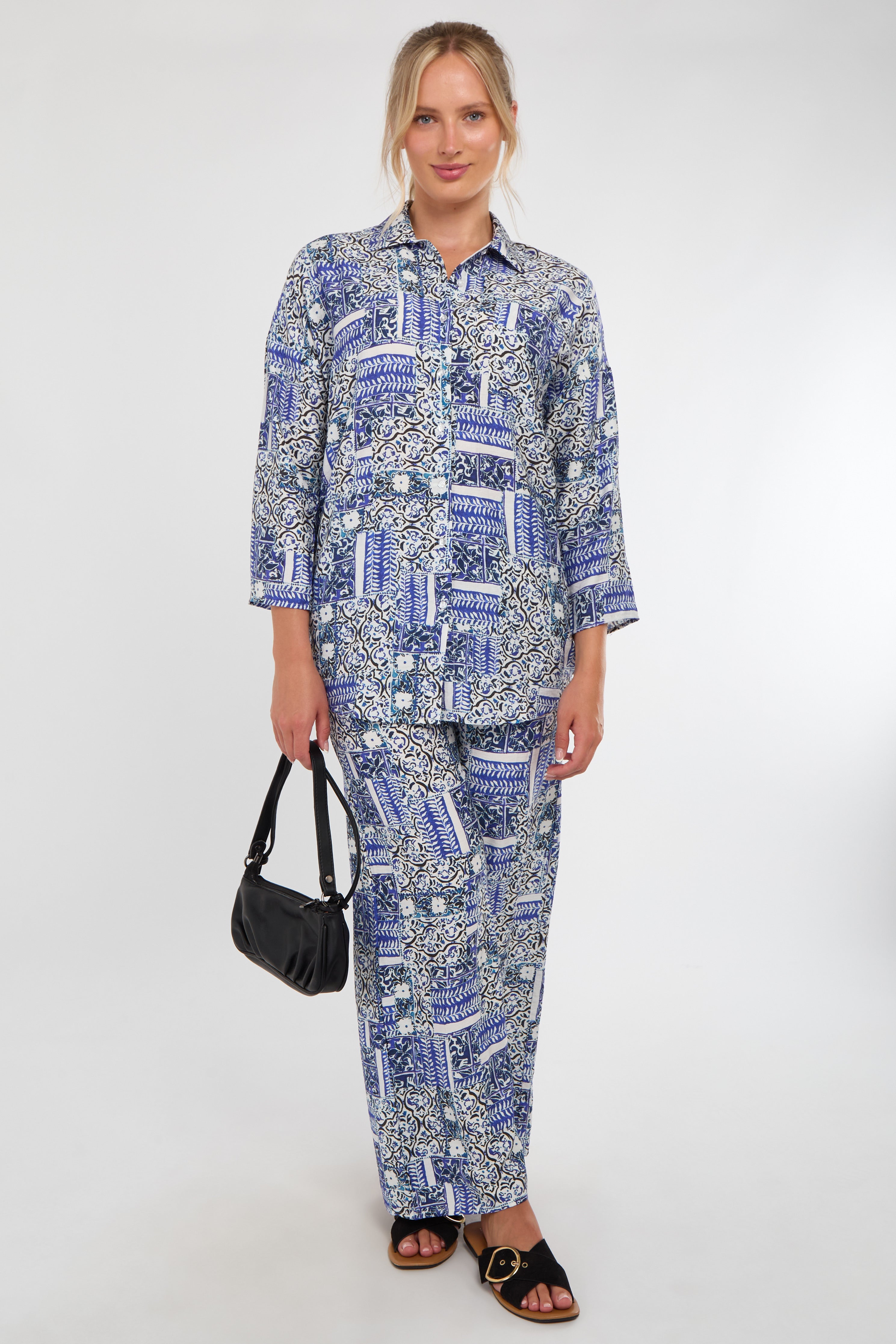 Blue Patchwork Print Co-Ord Set