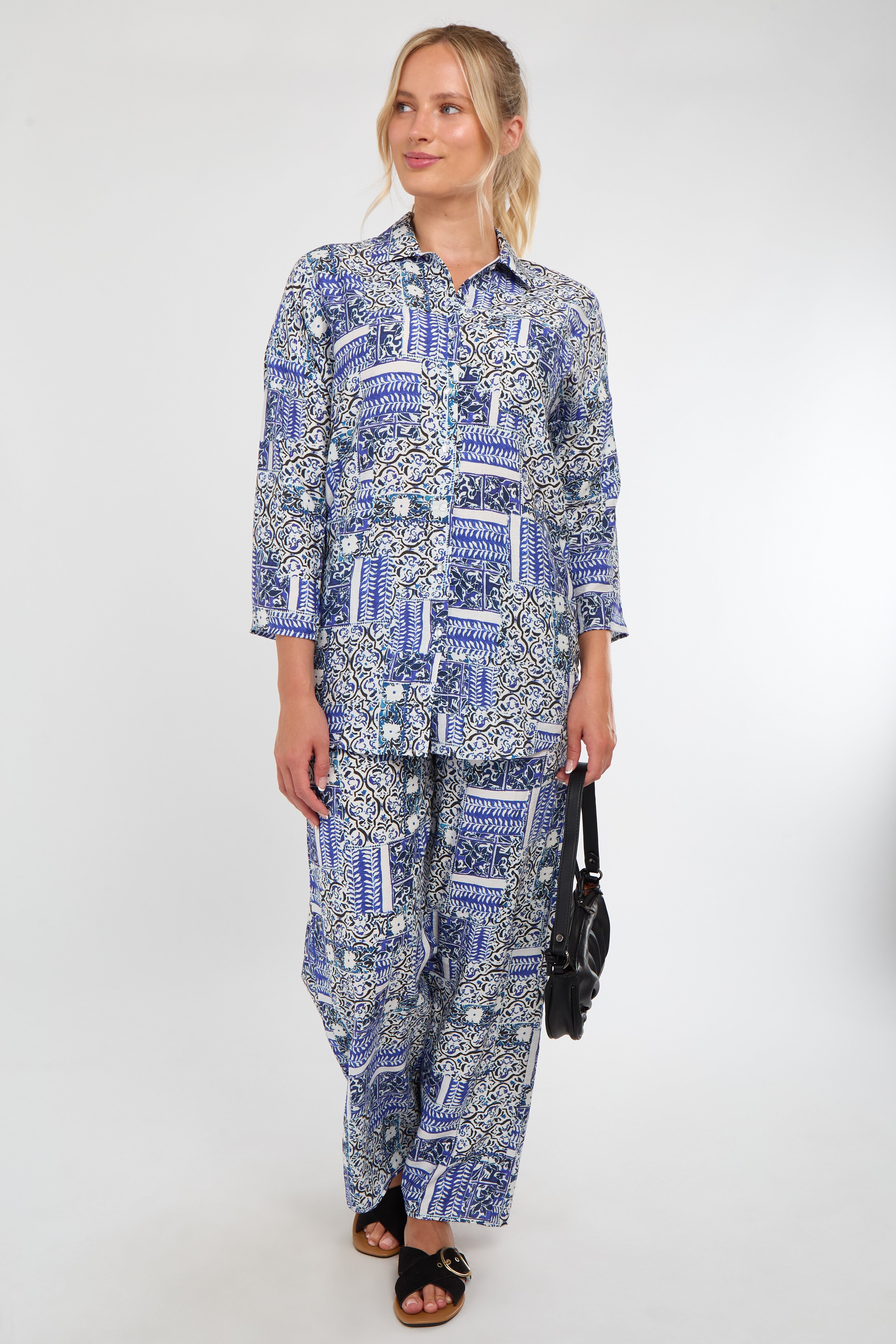 Blue Patchwork Print Co-Ord Set