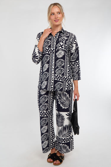 Navy and White Tropical Patch Print Co-Ord Set