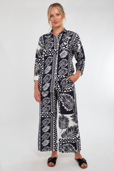 Navy and White Tropical Patch Print Co-Ord Set